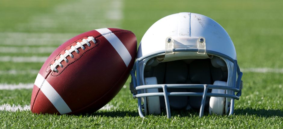 American football and helmet
